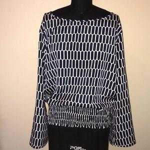 Michael Kors navy and white print blouse.